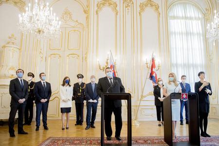 President Zuzana Čaputová meets with experts to discuss the coronavirus and its impact on Slovak economy in Bratislava on April 14, 2020. 
