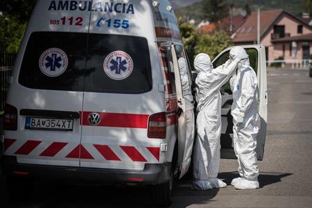 Precautions in front of the retirement home in Pezinok. 