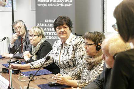 Slovak Ombudswoman Mária Patakyová meets a fellow ombudsman and ombudswomen from neighbouring countries in May 2019 in Bratislava.