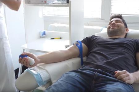 Firstimer during blood donation. 