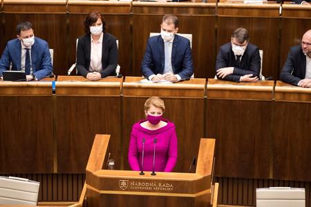 President Čaputová speaking in the parliament