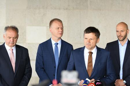 Left to right: Andrej Kiska (Za Ľudí), Miroslav Beblavý (Spolu), Alojz Hlina (KDH), Michal Truban (PS)