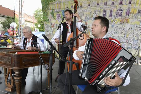 A folk group performs at the Spiš Fair in eastern Slovakia