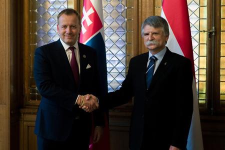 Slovak Speaker of Parliament Boris Kollár meets his Hungarian counterpart,László Kövér, in Budapest June 30, 2020. 