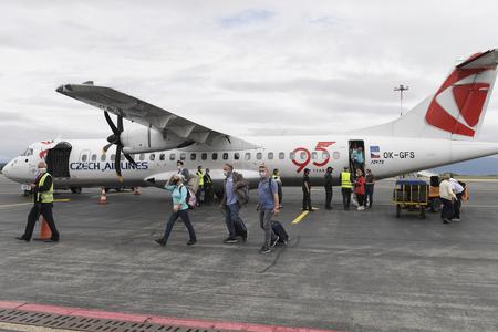 A Czech Airlines plane lands at Košice airport on June 15, 2020.