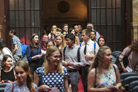 The opening of the Studia Academica Slovaca (SAS) summer school on August 6, 2018, in the Assembly Hall of Comenius University in Bratislava