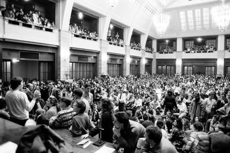 November 21 gathering of students at the Comenius University in Bratislava. 
