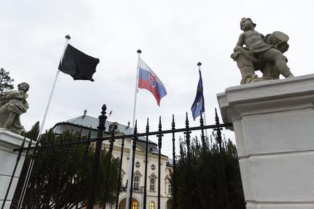 A black flag was raised in front of the Government's Office.