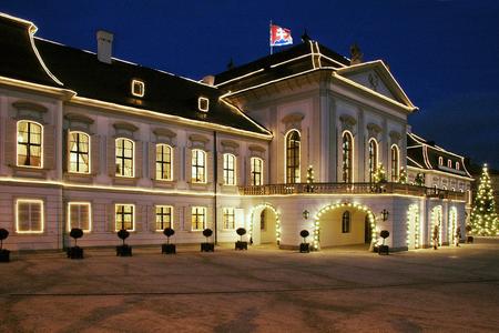 The Christmas illumination of the Presidentian Palace during the term of Rudolf Schuster. 