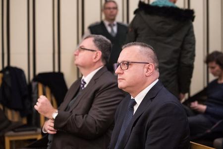 Tipos ex-head Ján Barczi (right) and Tipos ex-IT head Miloš Prelec (left) attend the court on December 5, 2019 in Bratislava