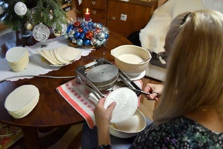 Christmas wafers are a must on the Slovak Christmas table. 
