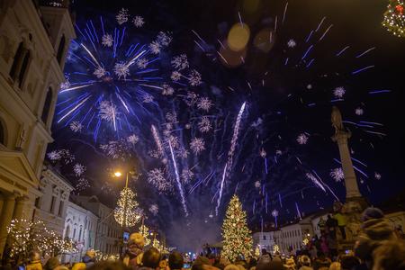 Fireworks in Banská Bystrica on January 1, 2020. This year major Slovak cities have decided to cancel firework displays on New Year's Eve.