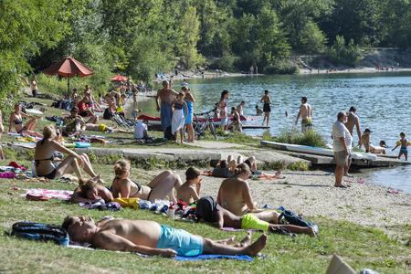People enjoying a nice sunny day on the lake in Ivanka pri Dunaji on September 15, 2020. 