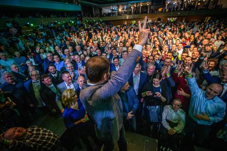Election night for the winning party OĽaNO (March 1)
