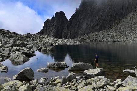 Pictured is the Sharp Tower above the Lower Wahlenberg Lake in the Furkotská dolina valley in the High Tatras.