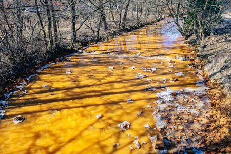 River in eastern Slovakia turns orange