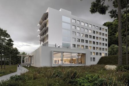 Visualisation of the abandoned dormitory in Záhorská Bystrica turned into rental housing. 