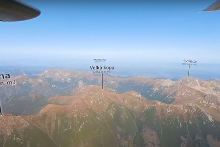 Tatra peaks and valleys from a plane. Check new aerial video-map