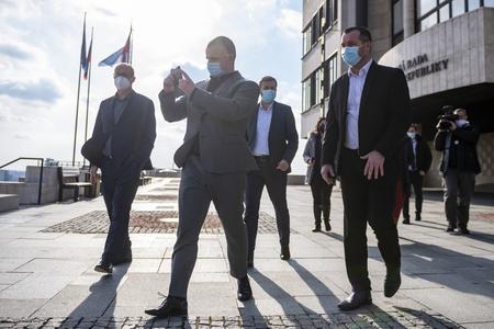 Ondrej Ďurica (first left) and Milan Mazurek (second left) are among those leaving ĽSNS.