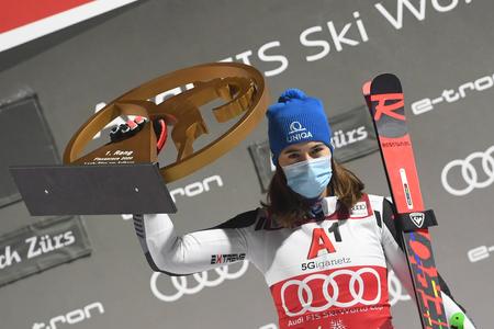 Slovakia's Petra Vlhová won the women's World Cup parallel giant slalom in Lech/Zuers, Austria.