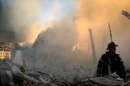 Smoke filled Manhattan days after the attack. 
