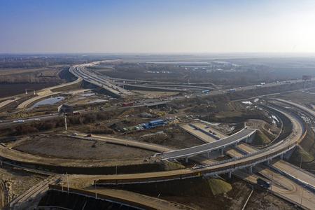 The D1/D4 highway intersection north of Bratislava, viewed from a drone.