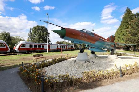 The MiG-21 jet fighter became part of the new Tri Duby recreation park next to the railway station in Sliač, central Slovakia. It was transported here from the local air base.