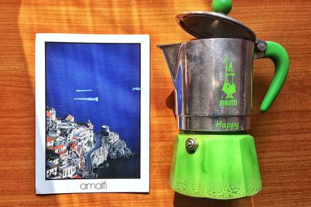 Postcard and a moka pot