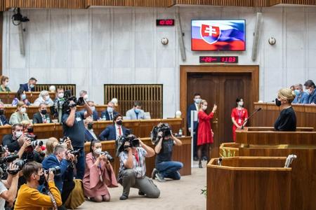 President Zuzana Čaputová delivers her second annual address to parliament on September 28, 2021. 