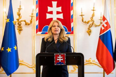 Slovak President Zuzana Čaputová at a press briefing after her meeting with PM Eduard Heger on July 22, 2022.
