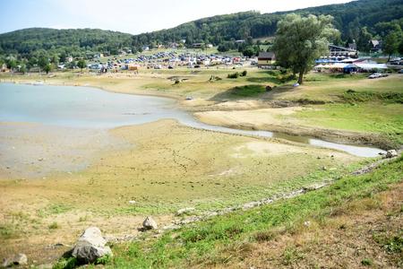 The low water level of the Domaša dam lake.