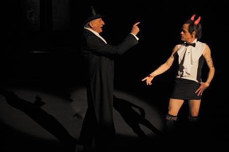 Actors Martin Huba and Robo Roth in the Mercedes Benz play, which will be subtitled for English speakers on November 7 at the Slovak National Theatre.