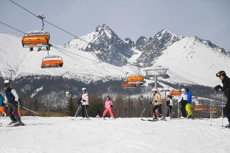 Skiers in Tatranská Lomnica on February 23, 2023.