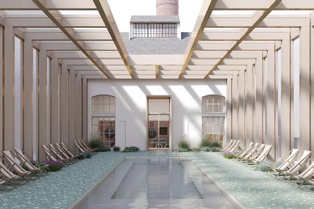 Visualisation of the outer pool of the Grössling bathouse. 