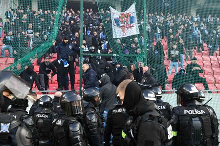 Police had to intervene during the football match between Slovan Bratislava and Spartak Trnava.