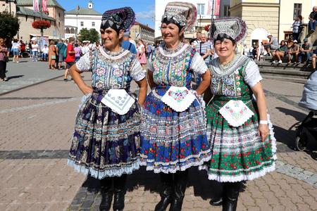 Women wear Slovak traditional costumes, "kroje", on September 1, 2022, in Banská Bystrica to celebrate the history and fashion of Slovak traditional costumes.