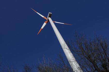 One of four wind turbines near Cerová.