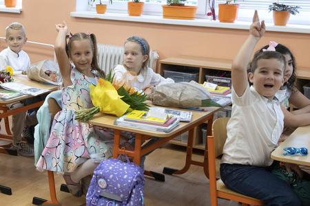 First-graders in a school in Malacky, western Slovakia.