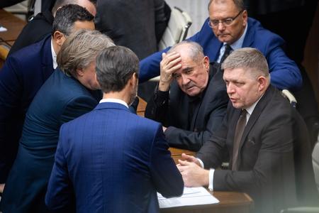 MP Robert Fico (right), as pictured on February 16, 2023.