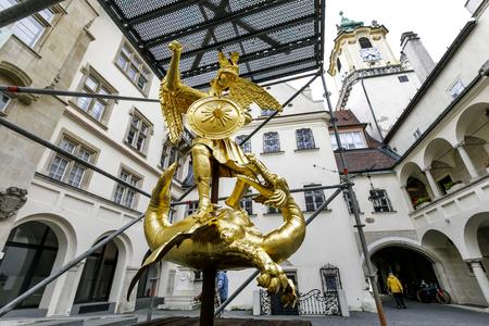 The restored gilded statue of Archangel Michael can be viewed by the public in the courtyard of the Old Town Hall in Bratislava until October 2 when the sculpture will be placed on the top of the Michalská Veža tower again. The statue of Archangel Michael fighting the dragon was removed from the tower for its general reconstruction last year.