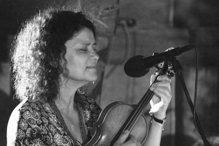 Czech violinist and singer Iva Bittová during the recording of the "Live At Tou" album.