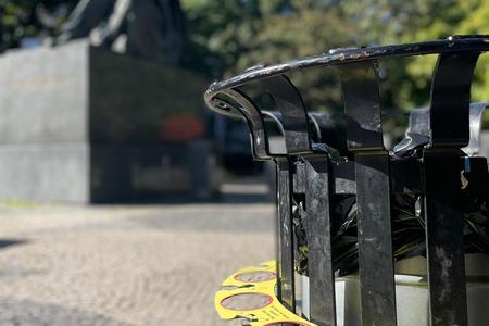 Bins can be found on busy streets.
