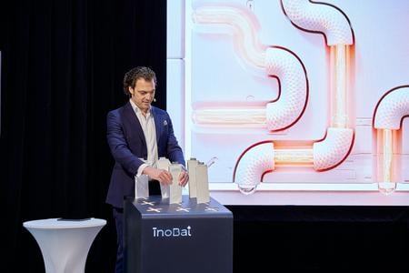 Marián Boček, CEO of InoBat Auto, during the official launch of reconstruction works of the new facility.  