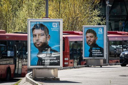 Michal Šimečka as displayed on citylight billboards in April 2023 in Bratislava ahead of the parliamentary elections.