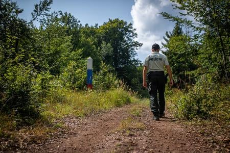 Policeman at Slovak-Ukrainian border