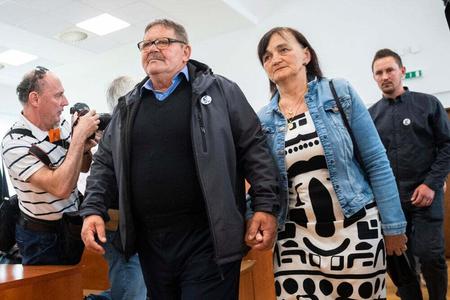 The parents of the murdered journalist Ján Kuciak arrive to court in anticipation of the verdict.  