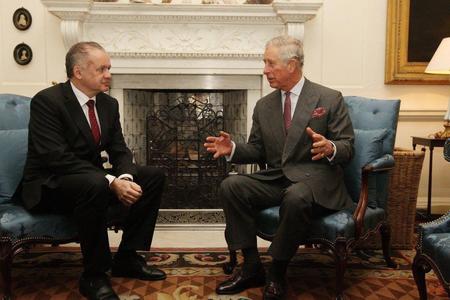 Former Slovak president Andrej Kiska and British monarch Charles III.