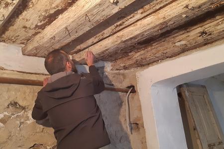 Expert examination of the historical beam ceiling in the Rómer's House in Bratislava.