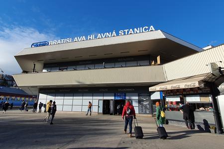 The "temporary" extension of the main railway station in Bratislava from 1989. 