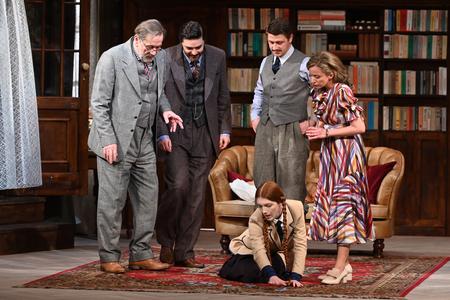 Some of the actors appearing in the play "Spider's Web" by Agatha Christie at the Ján Palárik Theatre in Trnava.